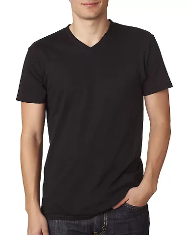 Next Level 6440 Premium Sueded V-Neck T-shirt in Black front view