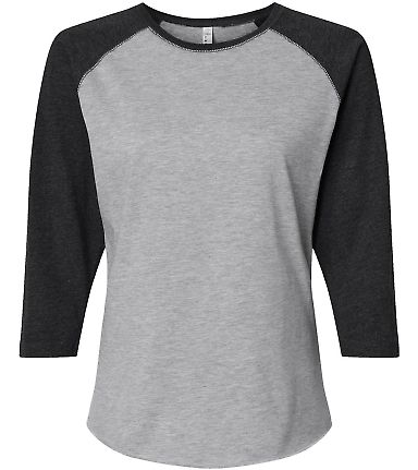 L3530 LAT - Ladies' Fine Jersey Three-Quarter Slee in Vintage heather/vintage smoke front view