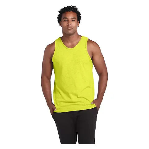 Delta Apparel 21734 Adult Tank Top in Safety green front view