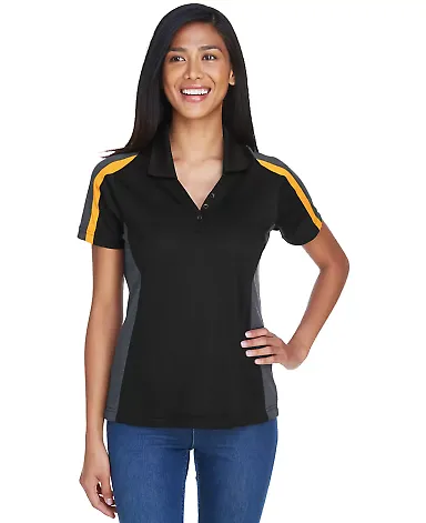 Extreme by Ash City 75119 Ladies Eperformance Stri BLK/ CMPS GOLD front view