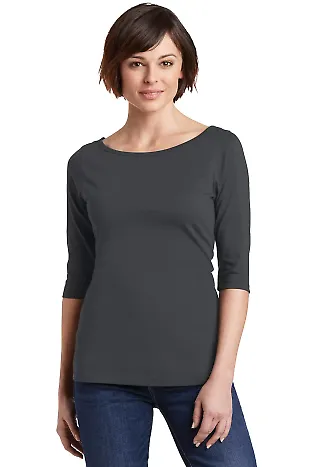 DM107L District Made® Ladies Perfect Weight® 3/4 Charcoal front view