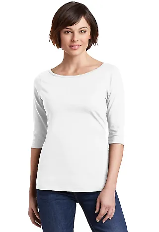 DM107L District Made® Ladies Perfect Weight® 3/4 Bright White front view