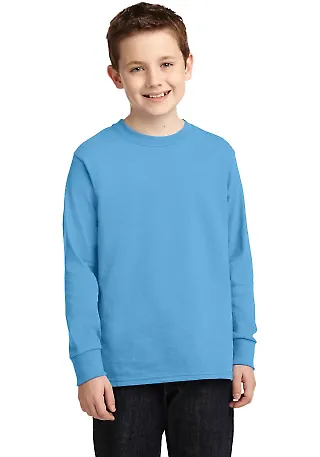PC54YLS Port and Company Youth Long Sleeve Cotton  Aquatic Blue front view