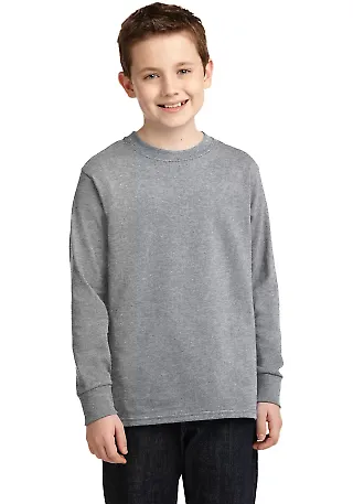 PC54YLS Port and Company Youth Long Sleeve Cotton  Athl Heather front view