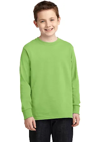 PC54YLS Port and Company Youth Long Sleeve Cotton  Lime front view