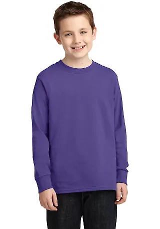 PC54YLS Port and Company Youth Long Sleeve Cotton  Purple front view