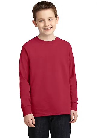 PC54YLS Port and Company Youth Long Sleeve Cotton  Red front view