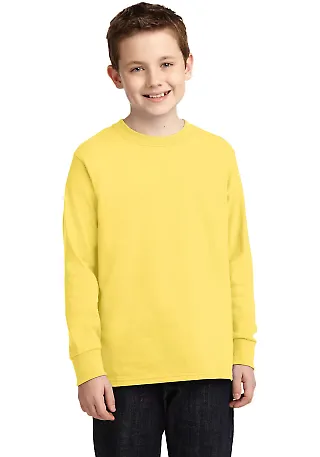 PC54YLS Port and Company Youth Long Sleeve Cotton  Yellow front view