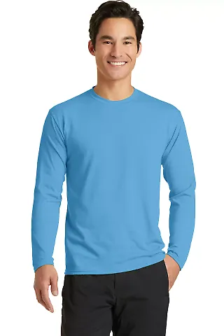 PC381LS Blended long sleeve performance tee shirt  Aquatic Blue front view