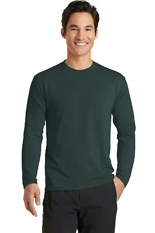 PC381LS Blended long sleeve performance tee shirt Dark Green front view