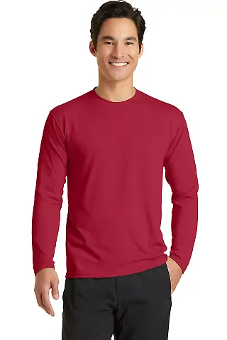 PC381LS Blended long sleeve performance tee shirt  Red front view