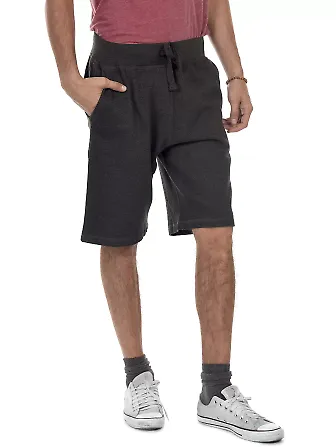M7640 Cotton Heritage Fleece Rib Jogger Shorts Charcoal Heather front view