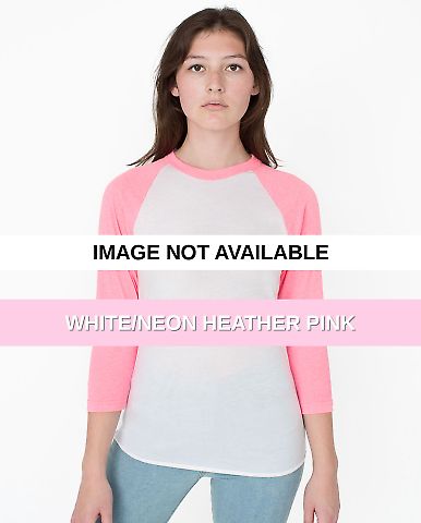 GOPINK-BB453 American Apparel Unisex Poly Cotton 3 White/Neon Heather Pink front view