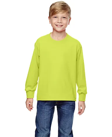 4930B Fruit of the Loom Youth 5 oz., 100% Heavy Co Safety Green front view