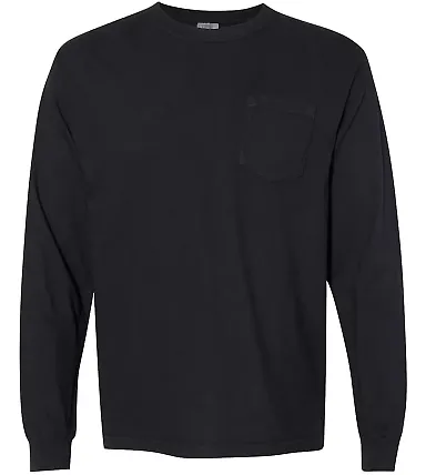 Comfort Colors Long Sleeve Pocket Tee 4410 Black front view