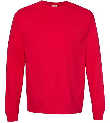 Comfort Colors Long Sleeve Pocket Tee 4410 Red front view