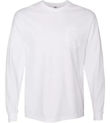 Comfort Colors Long Sleeve Pocket Tee 4410 White front view