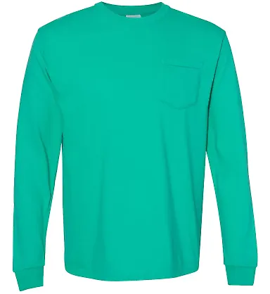Comfort Colors Long Sleeve Pocket Tee 4410 Island Green front view