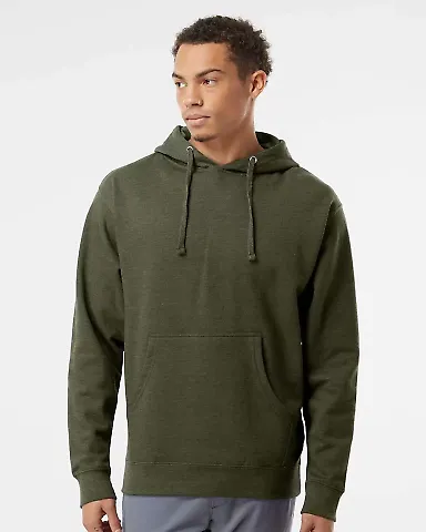 Independent Trading Co. SS4500 Midweight Hoodie in Army heather front view