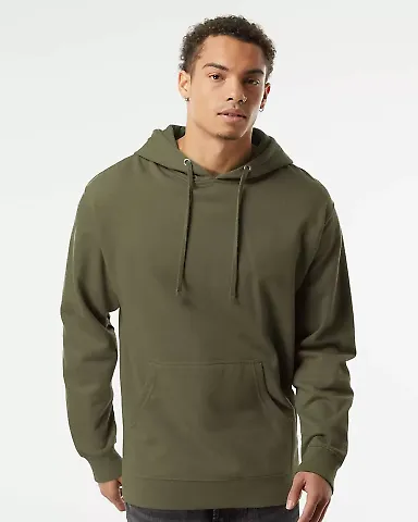 Independent Trading Co. SS4500 Midweight Hoodie in Army front view