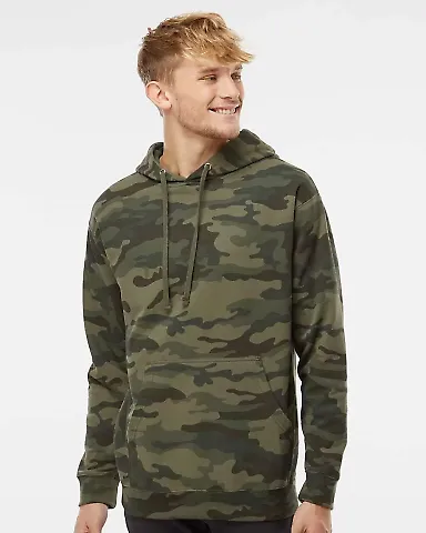 Independent Trading Co. SS4500 Midweight Hoodie in Forest camo front view