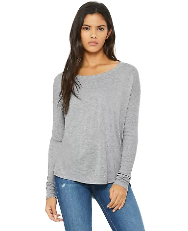 Bella 8852 Womens Long Sleeve Flowy T-Shirt With R in Athletic heather front view
