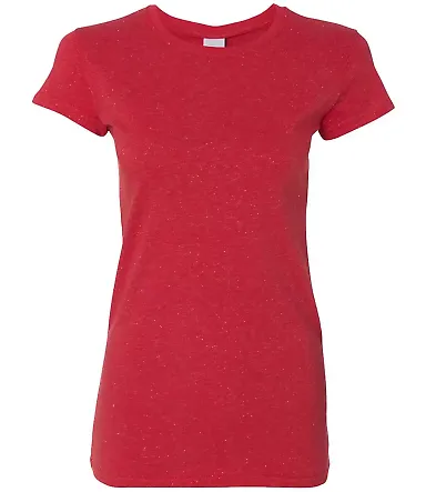 8138 J. America - Women's Glitter T-Shirt in Red/ silver front view