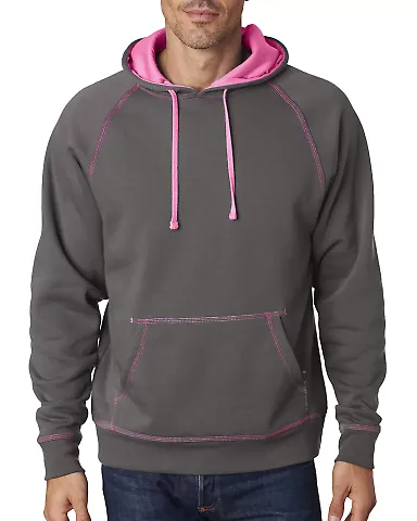 8883 J. America - Shadow Fleece Hooded Pullover Sw in Neon pink front view