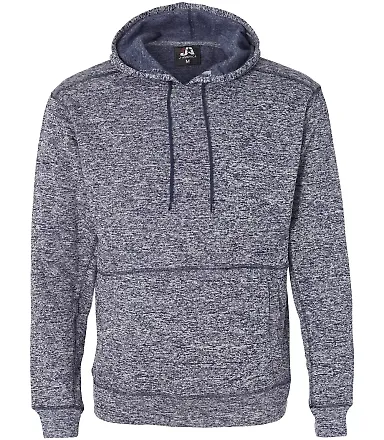 8613 J. America - Cosmic Poly Hooded Pullover Swea Navy Fleck front view
