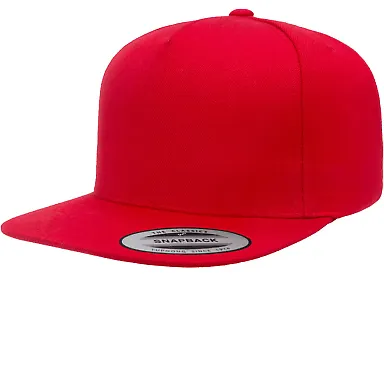 Yupoong 5089M Five Panel Wool Blend Snapback in Red front view