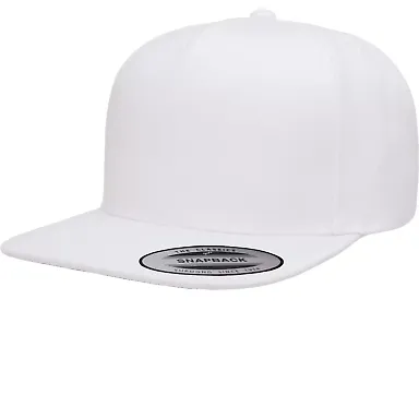 Yupoong 5089M Five Panel Wool Blend Snapback in White front view