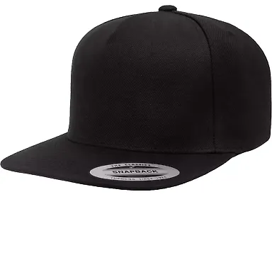 Yupoong 5089M Five Panel Wool Blend Snapback in Black front view