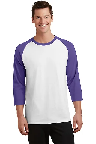 PC55RS Port & Company® 50/50 3/4-Sleeve Raglan Wht/Purple front view