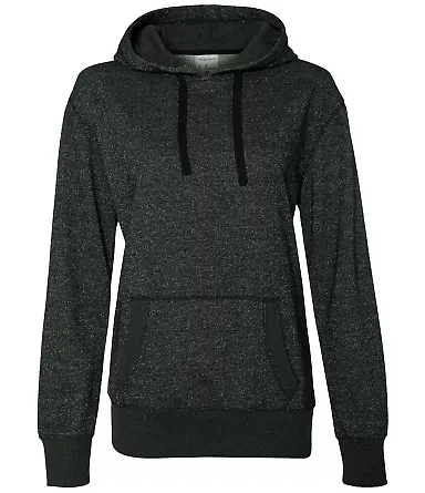 8860 J. America Women's Glitter French Terry Hood Black/ Silver front view