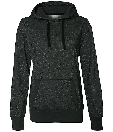 8860 J. America Women's Glitter French Terry Hood Black/ Silver front view