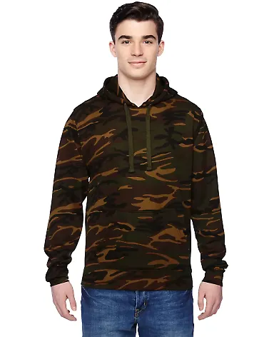 8615 J. America Tailgate Hooded Fleece Pullover wi in Camo front view