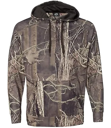 8670 J. America Polyester Hooded Pullover Sweatshi in Outdoor camo front view