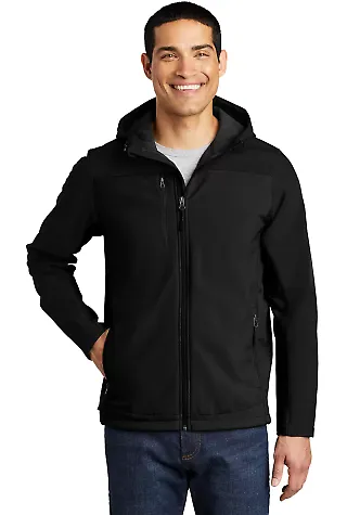  J335 Port Authority Hooded Core Soft Shell Jacket Black front view