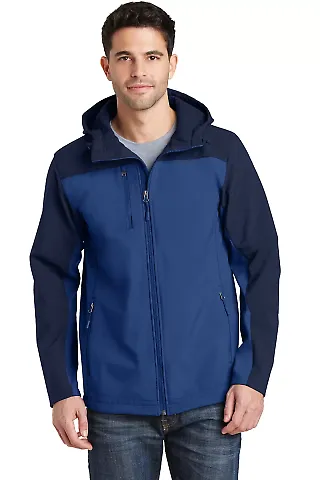 J335 Port Authority Hooded Core Soft Shell Jacket NtSky Bl/DB Ny front view