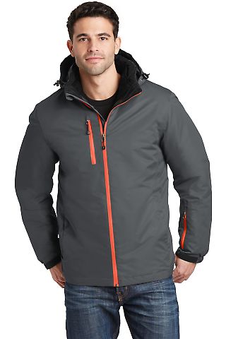 J332 Port Authority Vortex Waterproof 3-in-1 Jacke in Magnet/orange front view