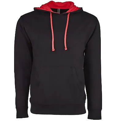 Next Level 9301 Unisex French Terry Pullover Hoody BLACK/ RED front view