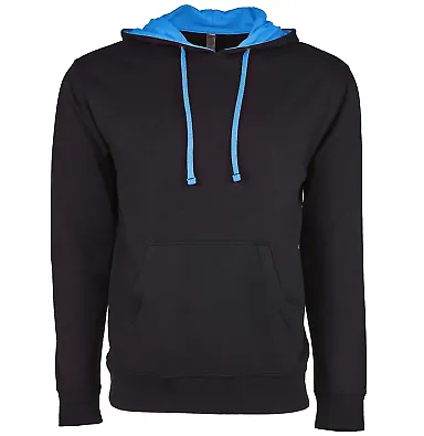 Next Level 9301 Unisex French Terry Pullover Hoody BLACK/ TURQUOISE front view