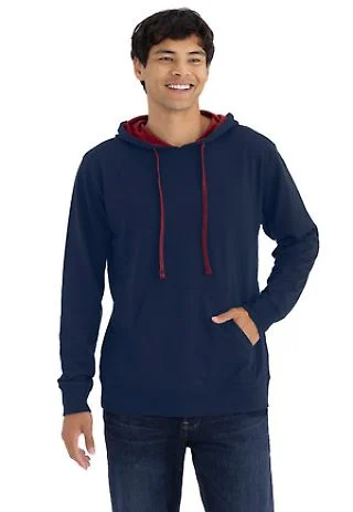 Next Level 9301 Unisex French Terry Pullover Hoody in Midnight navy/ cardinal front view