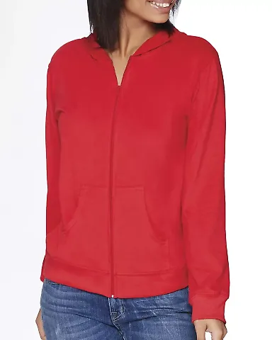 Next Level 6491 Sueded Lightweight Zip Up Hoodie in Red front view