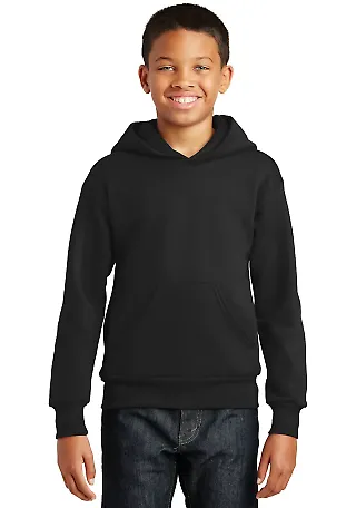 P470 Hanes Youth EcoSmart Pullover Hooded Sweatshi Black front view