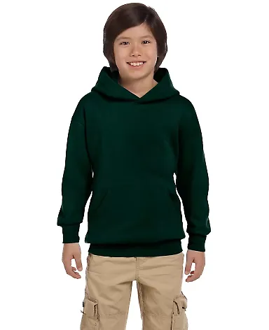 P470 Hanes Youth EcoSmart Pullover Hooded Sweatshi Deep Forest front view