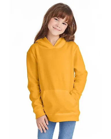 P470 Hanes Youth EcoSmart Pullover Hooded Sweatshi Gold front view