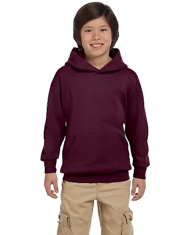 P470 Hanes Youth EcoSmart Pullover Hooded Sweatshi Maroon front view