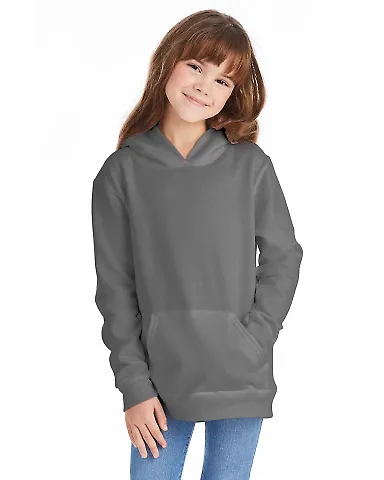 P470 Hanes Youth EcoSmart Pullover Hooded Sweatshi Smoke Grey front view