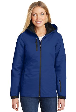 L332 Port Authority Ladies Vortex 3-in-1 Jacket in Nt sky blue/bk front view